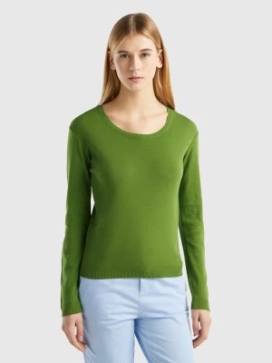 Zdjęcie produktu Benetton, Crew Neck Sweater In Pure Cotton, size S, Military Green, Women United Colors of Benetton