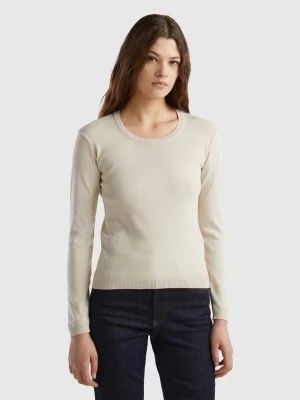 Zdjęcie produktu Benetton, Crew Neck Sweater In Pure Cotton, size XS, Beige, Women United Colors of Benetton