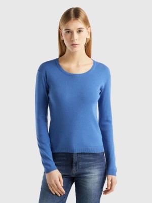 Zdjęcie produktu Benetton, Crew Neck Sweater In Pure Cotton, size XS, Blue, Women United Colors of Benetton