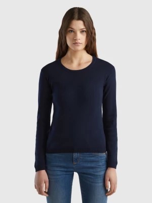 Zdjęcie produktu Benetton, Crew Neck Sweater In Pure Cotton, size XS, Dark Blue, Women United Colors of Benetton