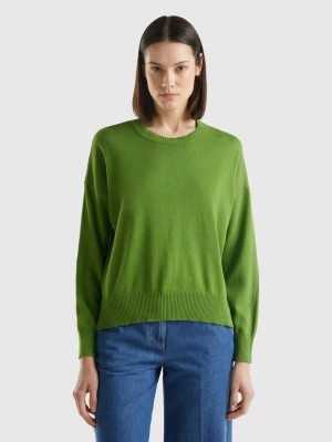 Zdjęcie produktu Benetton, Crew Neck Sweater In Tricot Cotton, size L, Military Green, Women United Colors of Benetton