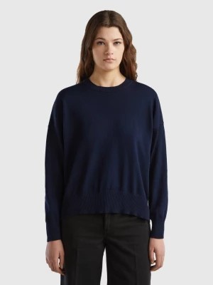 Zdjęcie produktu Benetton, Crew Neck Sweater In Tricot Cotton, size S, Dark Blue, Women United Colors of Benetton