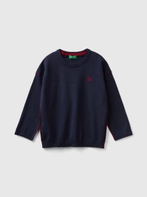 Zdjęcie produktu Benetton, Crew Neck Sweater With Embroidery, size 104, Blue, Kids United Colors of Benetton