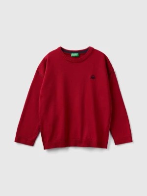 Zdjęcie produktu Benetton, Crew Neck Sweater With Embroidery, size 110, Red, Kids United Colors of Benetton