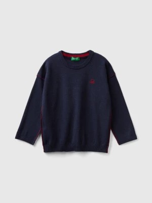 Zdjęcie produktu Benetton, Crew Neck Sweater With Embroidery, size 90, Blue, Kids United Colors of Benetton