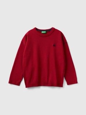 Zdjęcie produktu Benetton, Crew Neck Sweater With Embroidery, size 90, Red, Kids United Colors of Benetton