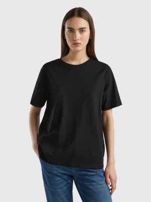 Zdjęcie produktu Benetton, Crew Neck T-shirt In Slub Cotton, size M, Black, Women United Colors of Benetton