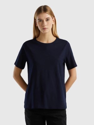 Zdjęcie produktu Benetton, Crew Neck T-shirt In Slub Cotton, size S, Dark Blue, Women United Colors of Benetton
