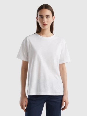 Zdjęcie produktu Benetton, Crew Neck T-shirt In Slub Cotton, size XS, White, Women United Colors of Benetton