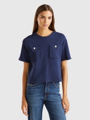 Zdjęcie produktu Benetton, Crew Neck T-shirt With Pockets, size XXS, Dark Blue, Women United Colors of Benetton