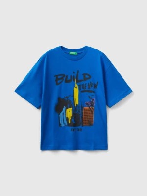 Zdjęcie produktu Benetton, Crew Neck T-shirt With Print, size 2XL, Bright Blue, Kids United Colors of Benetton