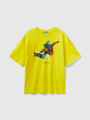 Zdjęcie produktu Benetton, Crew Neck T-shirt With Print, size 2XL, Yellow, Kids United Colors of Benetton