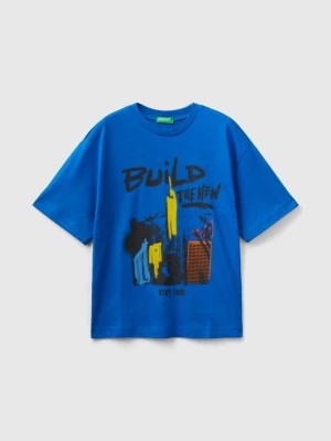 Zdjęcie produktu Benetton, Crew Neck T-shirt With Print, size 3XL, Bright Blue, Kids United Colors of Benetton