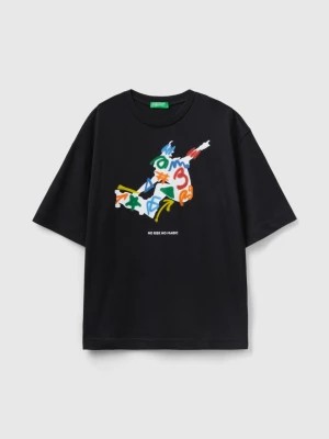 Zdjęcie produktu Benetton, Crew Neck T-shirt With Print, size M, Black, Kids United Colors of Benetton