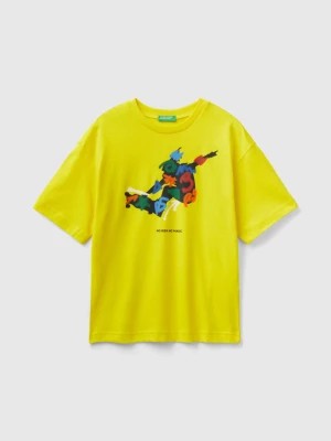 Zdjęcie produktu Benetton, Crew Neck T-shirt With Print, size S, Yellow, Kids United Colors of Benetton
