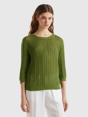 Zdjęcie produktu Benetton, Crochet Sweater, size L, Military Green, Women United Colors of Benetton