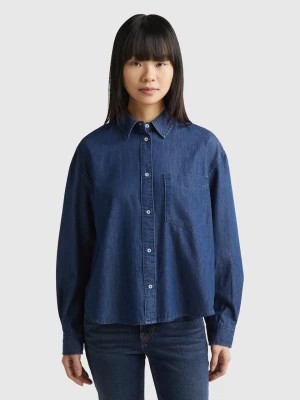 Zdjęcie produktu Benetton, Cropped Chambray Shirt, size L, Dark Blue, Women United Colors of Benetton