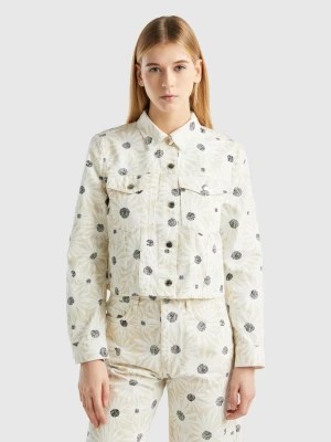 Zdjęcie produktu Benetton, Cropped Floral Jacket, size XL, Creamy White, Women United Colors of Benetton