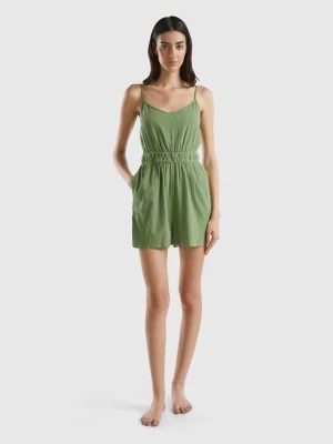 Zdjęcie produktu Benetton, Cropped Jumpsuit With V-neck, size L, Military Green, Women United Colors of Benetton