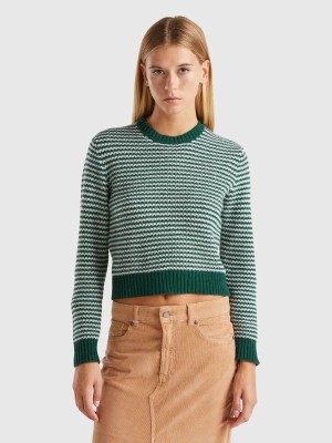 Zdjęcie produktu Benetton, Cropped Patterned Sweater, size S, Green, Women United Colors of Benetton