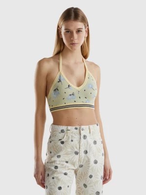 Zdjęcie produktu Benetton, Cropped Top In Floral Knit, size L, Yellow, Women United Colors of Benetton