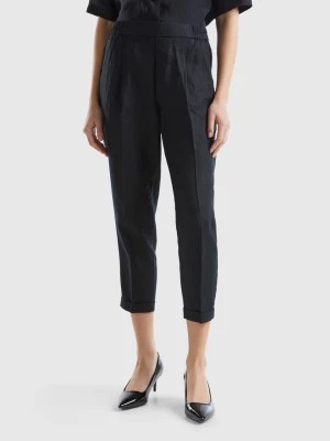 Zdjęcie produktu Benetton, Cropped Trousers In 100% Linen, size XXS, Black, Women United Colors of Benetton