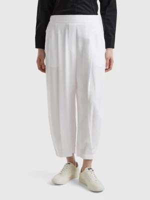 Zdjęcie produktu Benetton, Cropped Trousers With Pleats, size M, White, Women United Colors of Benetton