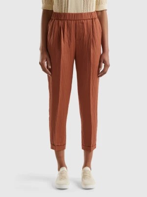 Zdjęcie produktu Benetton, Cuffed Trousers In Sustainable Viscose Blend, size S, Brown, Women United Colors of Benetton
