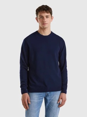 Zdjęcie produktu Benetton, Dark Blue Crew Neck Sweater In Pure Merino Wool, size M, Dark Blue, Men United Colors of Benetton