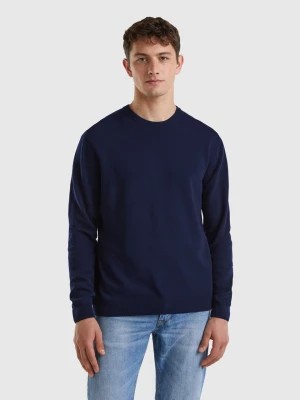 Zdjęcie produktu Benetton, Dark Blue Crew Neck Sweater In Pure Merino Wool, size S, Dark Blue, Men United Colors of Benetton