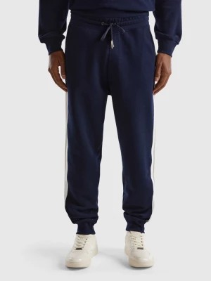 Zdjęcie produktu Benetton, Dark Blue Joggers With Stripes, size XXL, Dark Blue, Men United Colors of Benetton