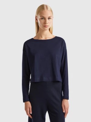 Zdjęcie produktu Benetton, Dark Blue Long Fiber Cotton T-shirt, size XS, Dark Blue, Women United Colors of Benetton