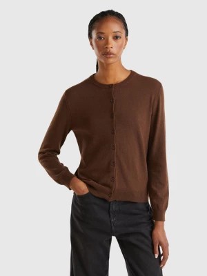 Zdjęcie produktu Benetton, Dark Brown Cardigan In Wool And Cashmere Blend, size XL, Dark Brown, Women United Colors of Benetton