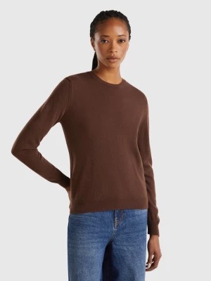 Zdjęcie produktu Benetton, Dark Brown Crew Neck Sweater In Pure Merino Wool, size M, Dark Brown, Women United Colors of Benetton