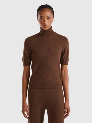 Zdjęcie produktu Benetton, Dark Brown Short Sleeve Turtleneck In Cashmere Blend, size L, Dark Brown, Women United Colors of Benetton