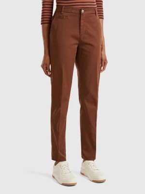 Zdjęcie produktu Benetton, Dark Brown Slim Fit Cotton Chinos, size , Dark Brown, Women United Colors of Benetton