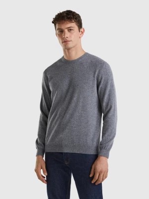 Zdjęcie produktu Benetton, Dark Gray Crew Neck Sweater In Pure Merino Wool, size L, Dark Gray, Men United Colors of Benetton