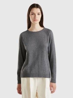 Zdjęcie produktu Benetton, Dark Gray Crew Neck Sweater In Wool And Cashmere Blend, size S, Dark Gray, Women United Colors of Benetton