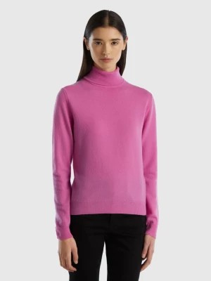Zdjęcie produktu Benetton, Dark Pink Turtleneck In Pure Merino Wool, size L, Pink, Women United Colors of Benetton