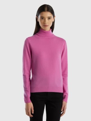 Zdjęcie produktu Benetton, Dark Pink Turtleneck In Pure Merino Wool, size M, Pink, Women United Colors of Benetton