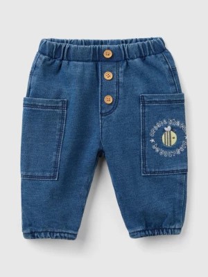 Zdjęcie produktu Benetton, Denim Look Sweatpants With Pockets, size 56, Blue, Kids United Colors of Benetton