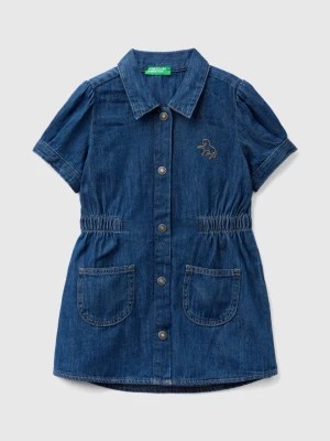 Zdjęcie produktu Benetton, Denim Shirt Dress With Collar, size 104, Blue, Kids United Colors of Benetton