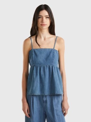 Zdjęcie produktu Benetton, Denim Top With Shoulder Pads, size L, Blue, Women United Colors of Benetton