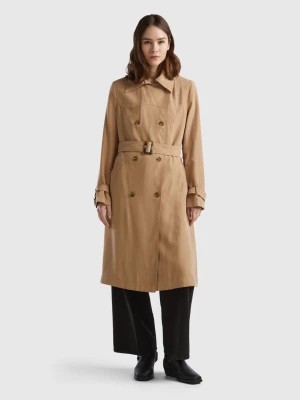 Zdjęcie produktu Benetton, Double-breasted Midi Trench Coat, size L, Camel, Women United Colors of Benetton