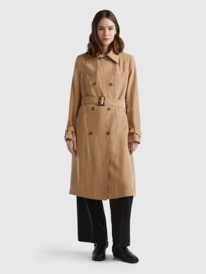 Zdjęcie produktu Benetton, Double-breasted Midi Trench Coat, size M, Camel, Women United Colors of Benetton