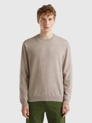 Zdjęcie produktu Benetton, Dove Gray Crew Neck Sweater In Pure Merino Wool, size XS, Dove Gray, Men United Colors of Benetton