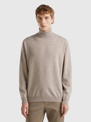 Zdjęcie produktu Benetton, Dove Gray Turtleneck In Pure Merino Wool, size L, Dove Gray, Men United Colors of Benetton