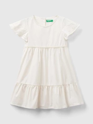 Zdjęcie produktu Benetton, Dress With Embroidery And Frill, size 104, Creamy White, Kids United Colors of Benetton