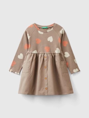 Zdjęcie produktu Benetton, Dress With Print And Buttons, size 104, Dove Gray, Kids United Colors of Benetton