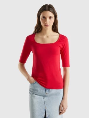 Zdjęcie produktu Benetton, Fitted Stretch Cotton T-shirt, size S, Red, Women United Colors of Benetton